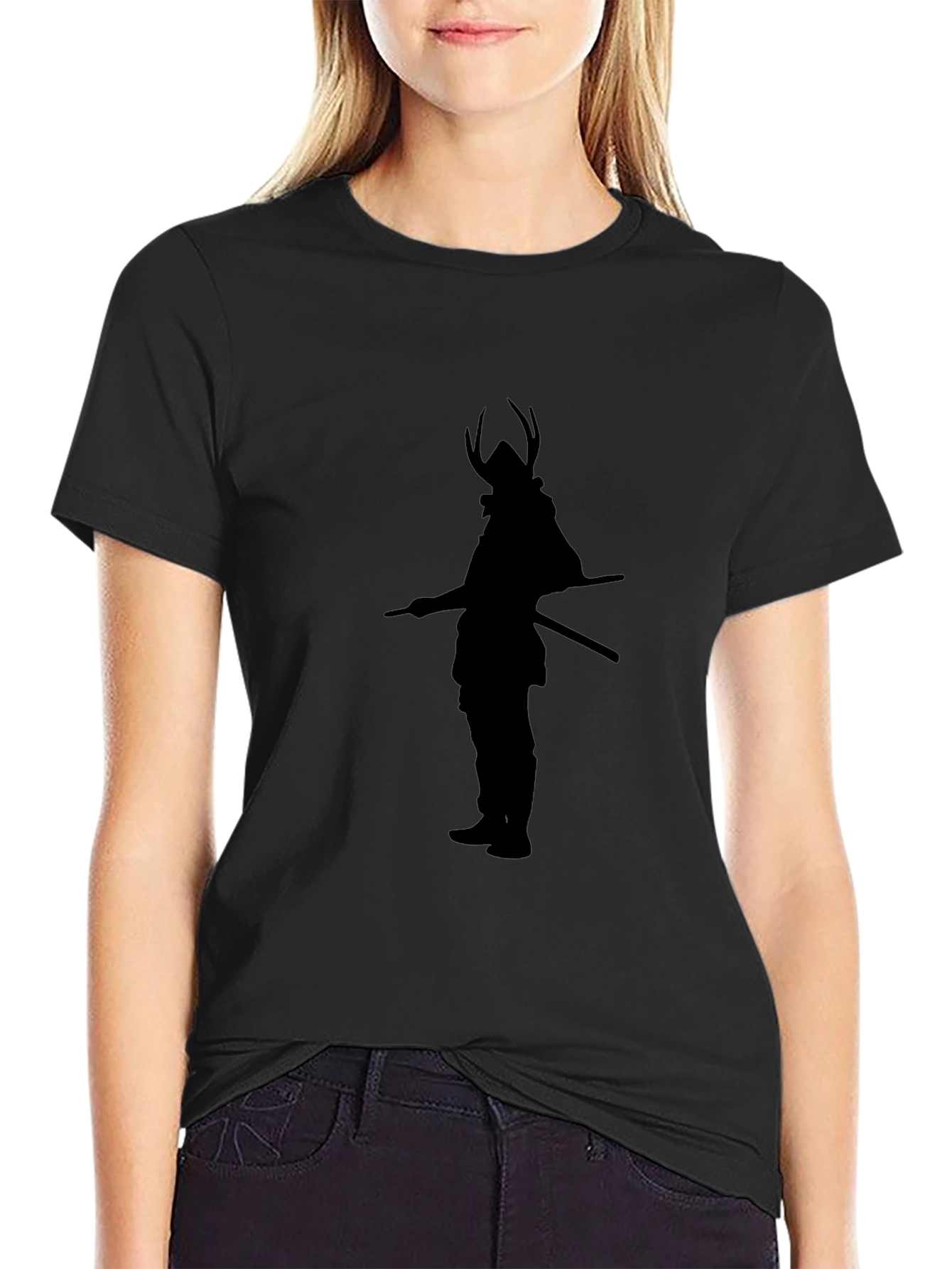 Samurai Silhouette Graphic Tee - Black
