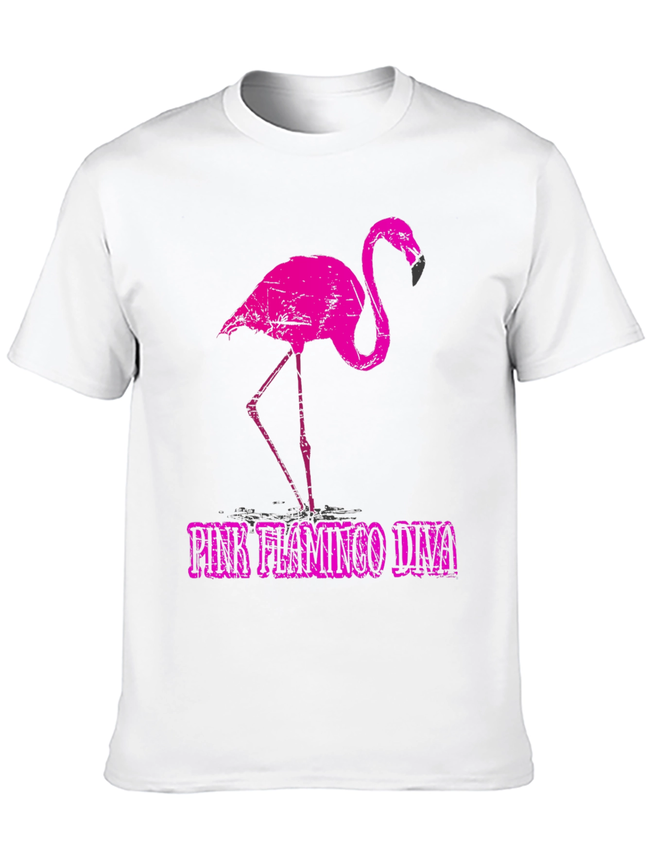Pink Flamingo Diva Graphic Tee - Black Cotton