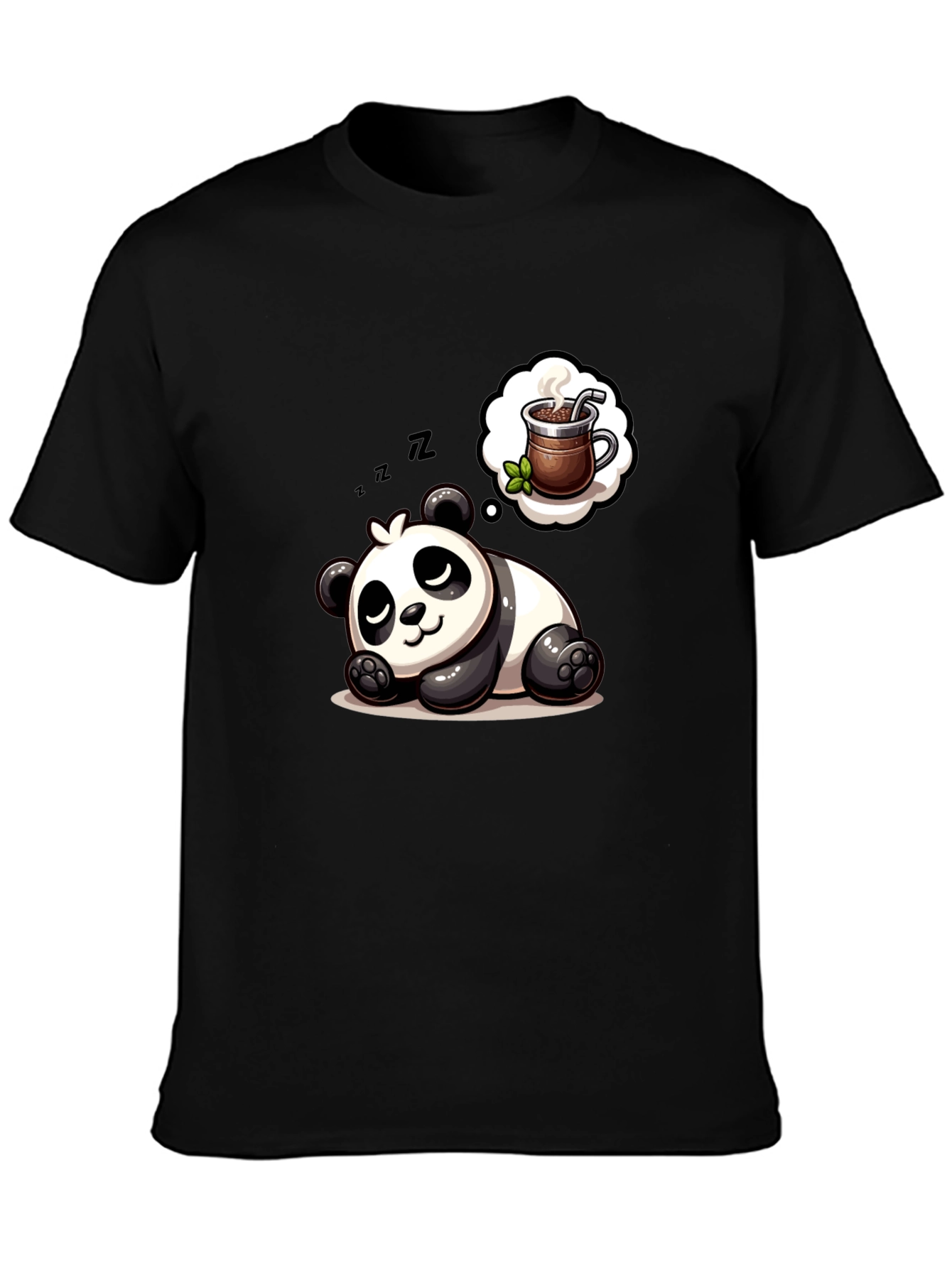 Dreamy Panda Coffee T-Shirt - Relaxed & Cute