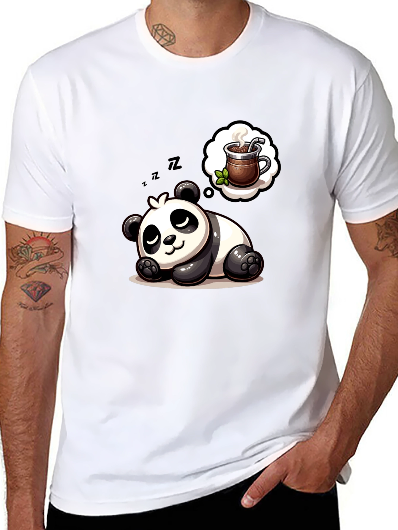 Dreamy Panda Coffee T-Shirt - Relaxed & Cute