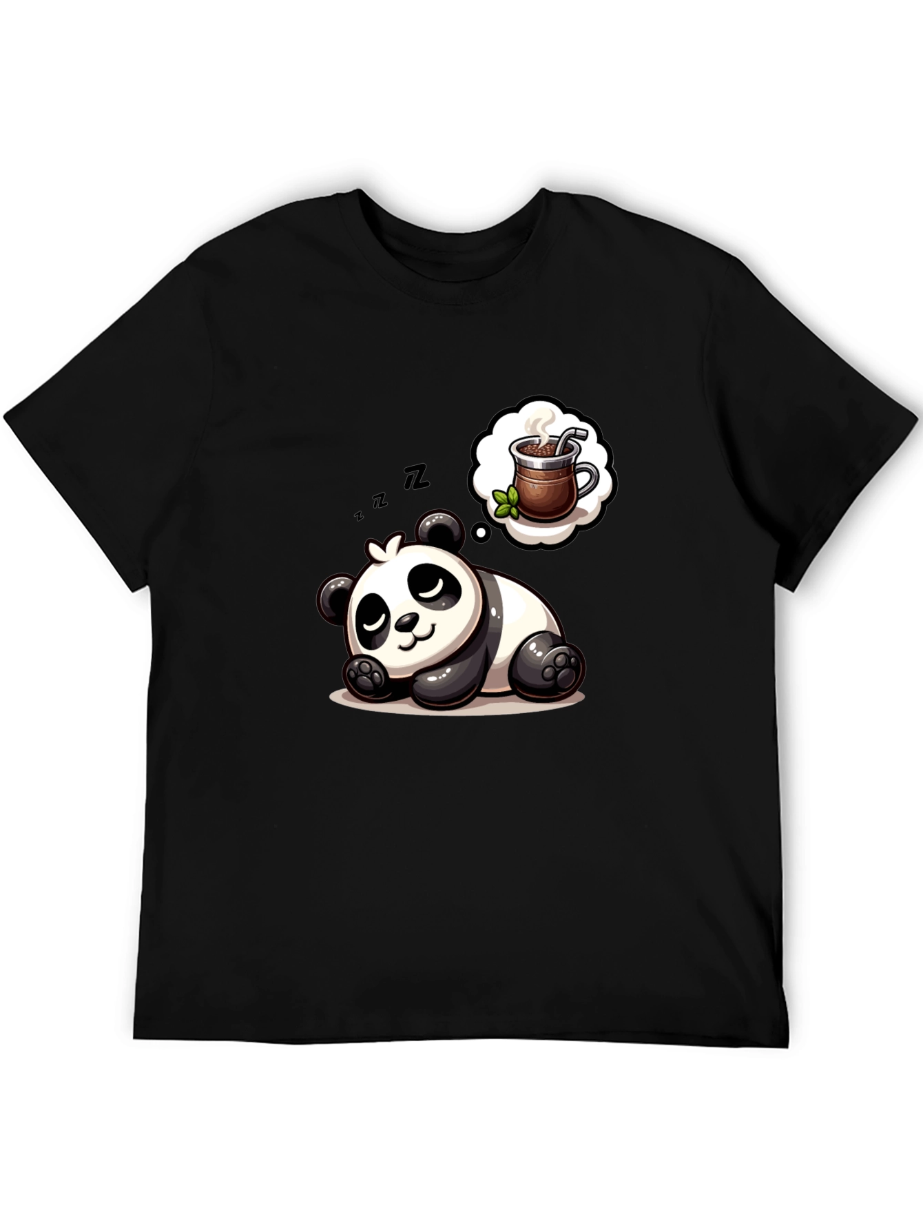 Dreamy Panda Coffee T-Shirt - Relaxed & Cute