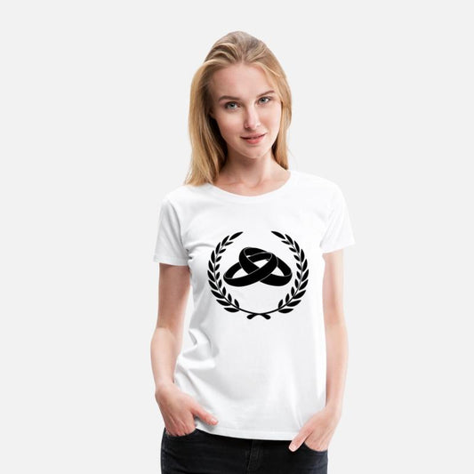 Wedding rings in laurel wreath