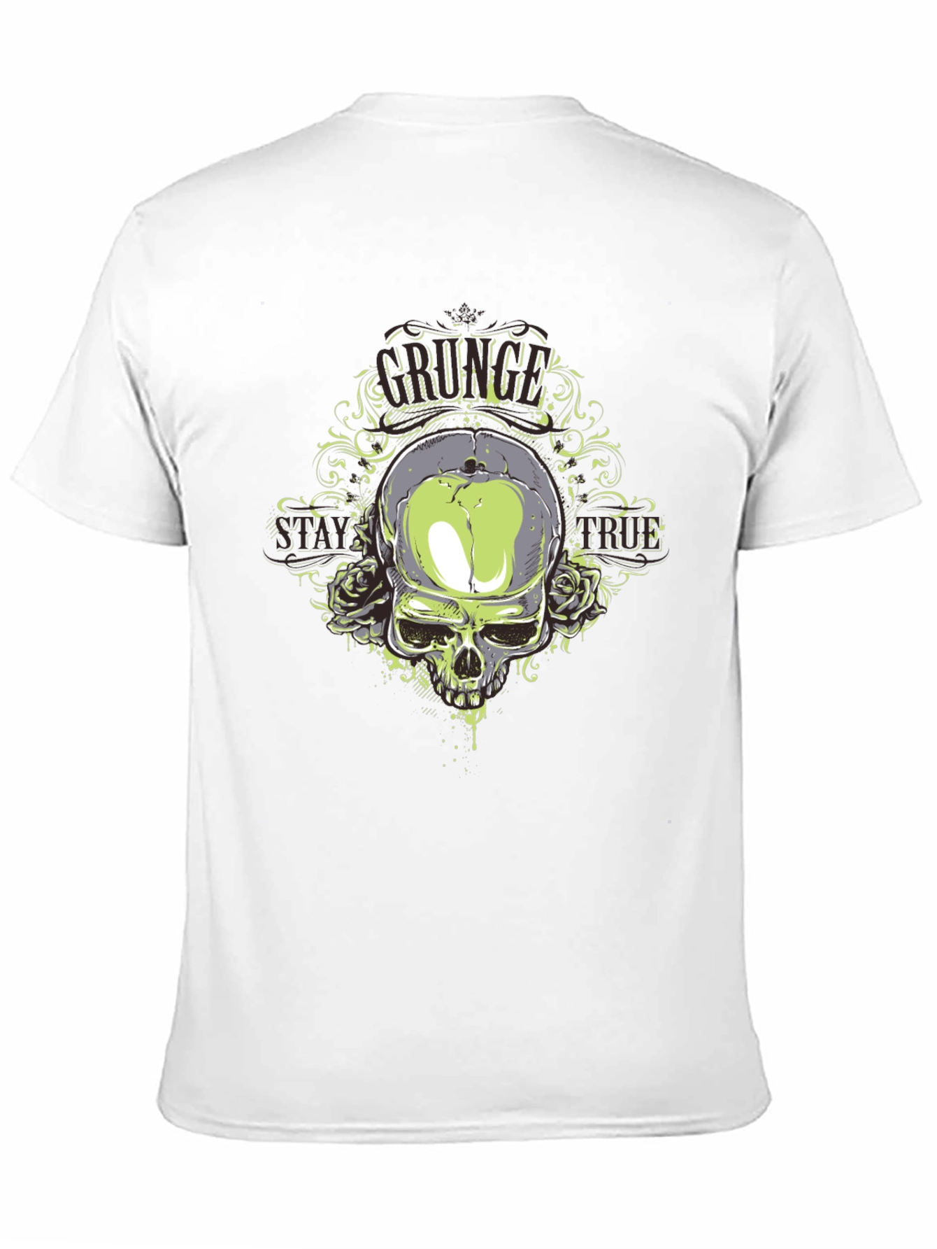 Grunge Skull Graphic Print Black T-Shirt