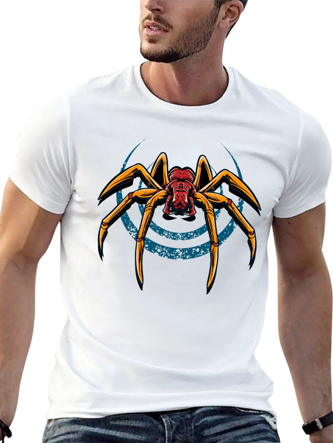 Black T-Shirt with Spider Graphic