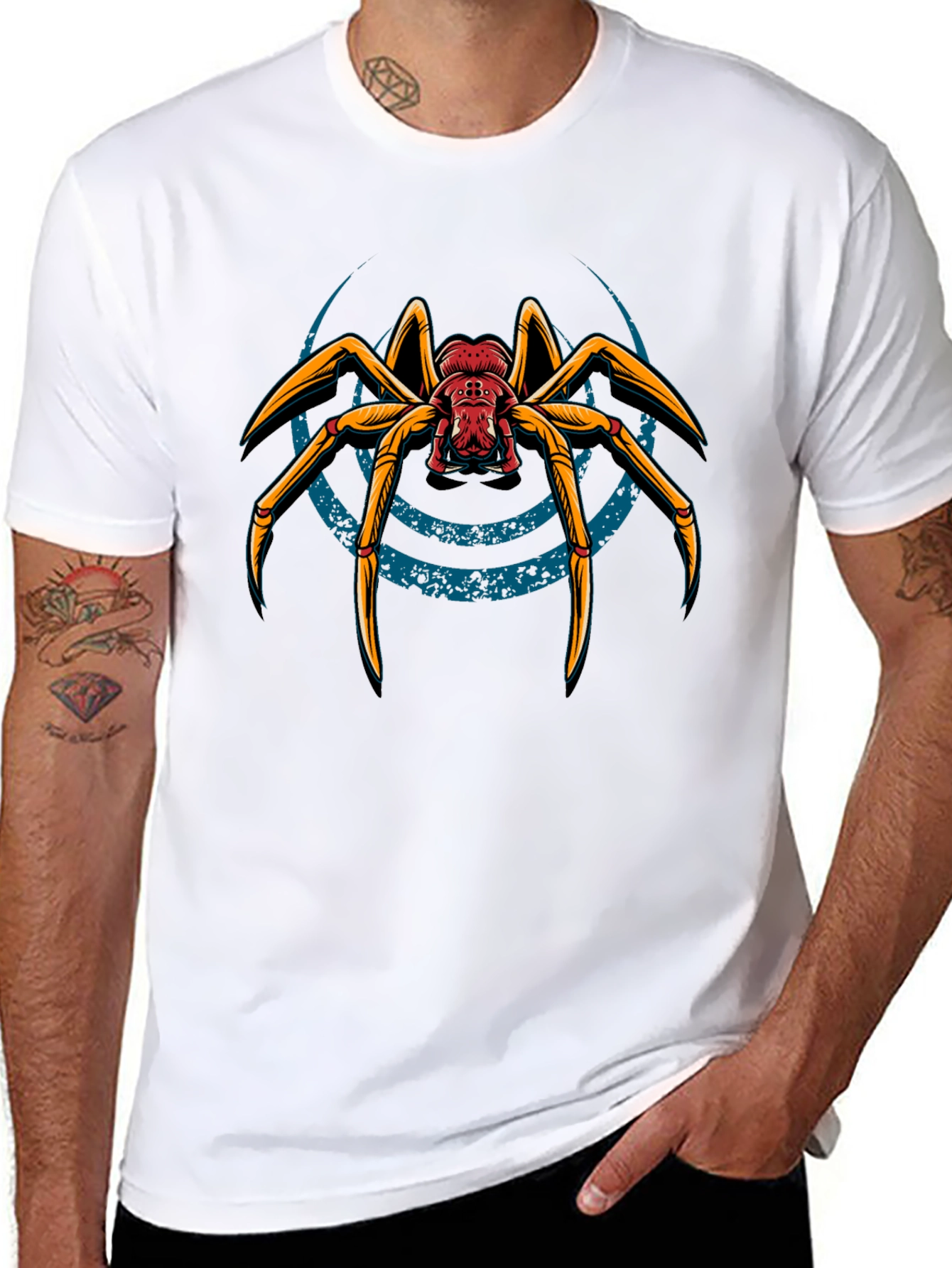 Black T-Shirt with Spider Graphic