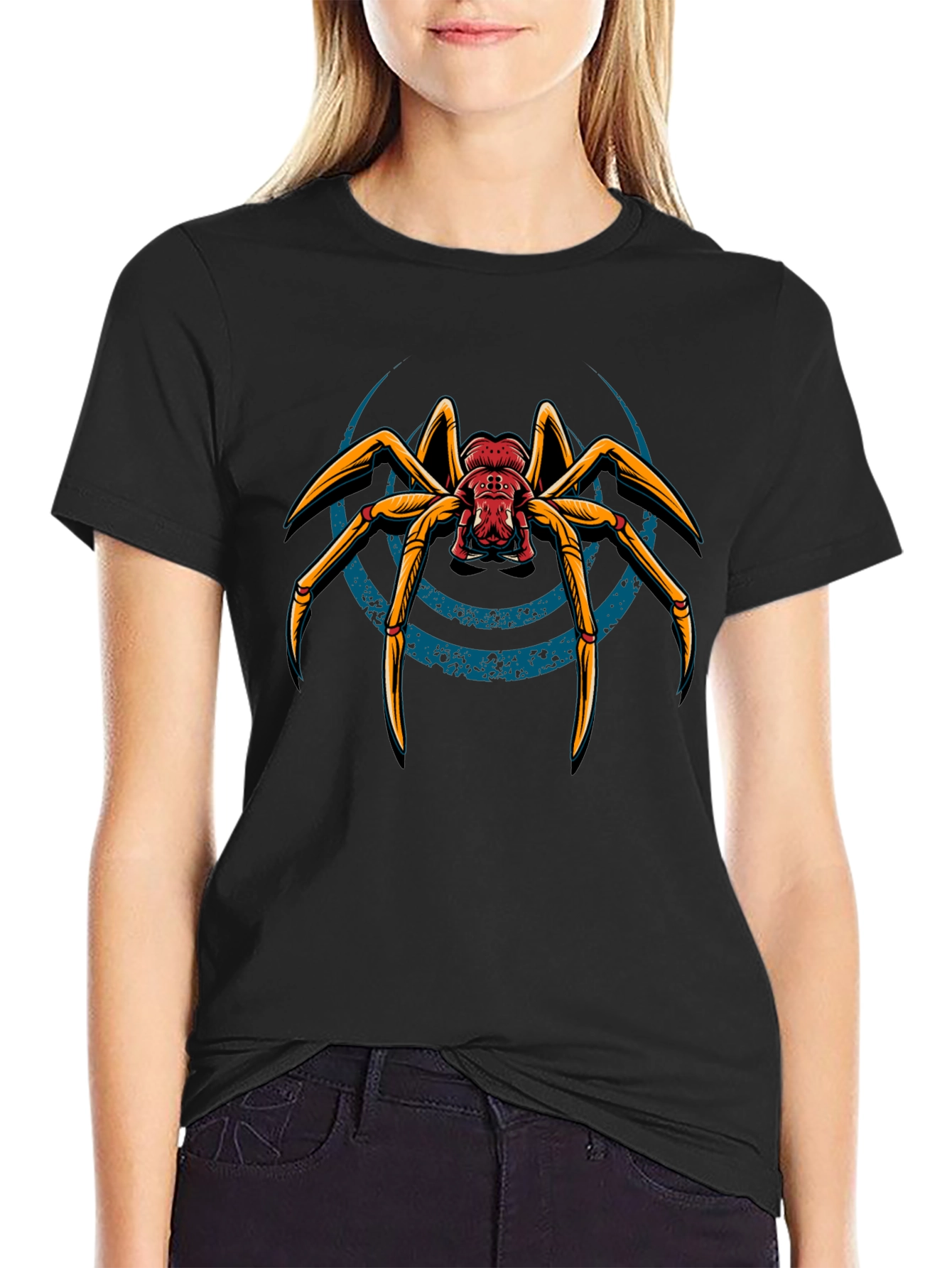 Black T-Shirt with Spider Graphic