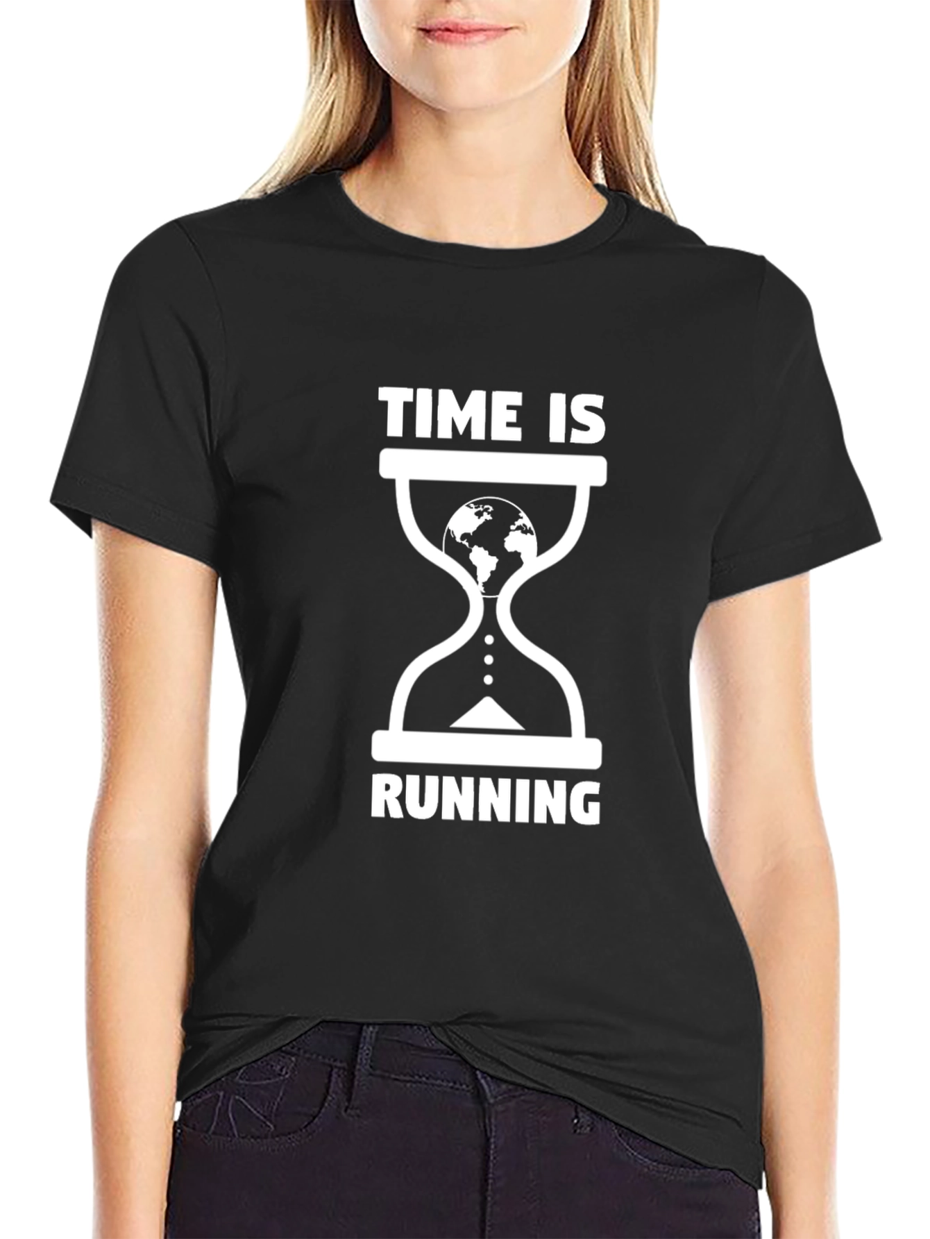 Time is Running T-Shirt Earth Hourglass
