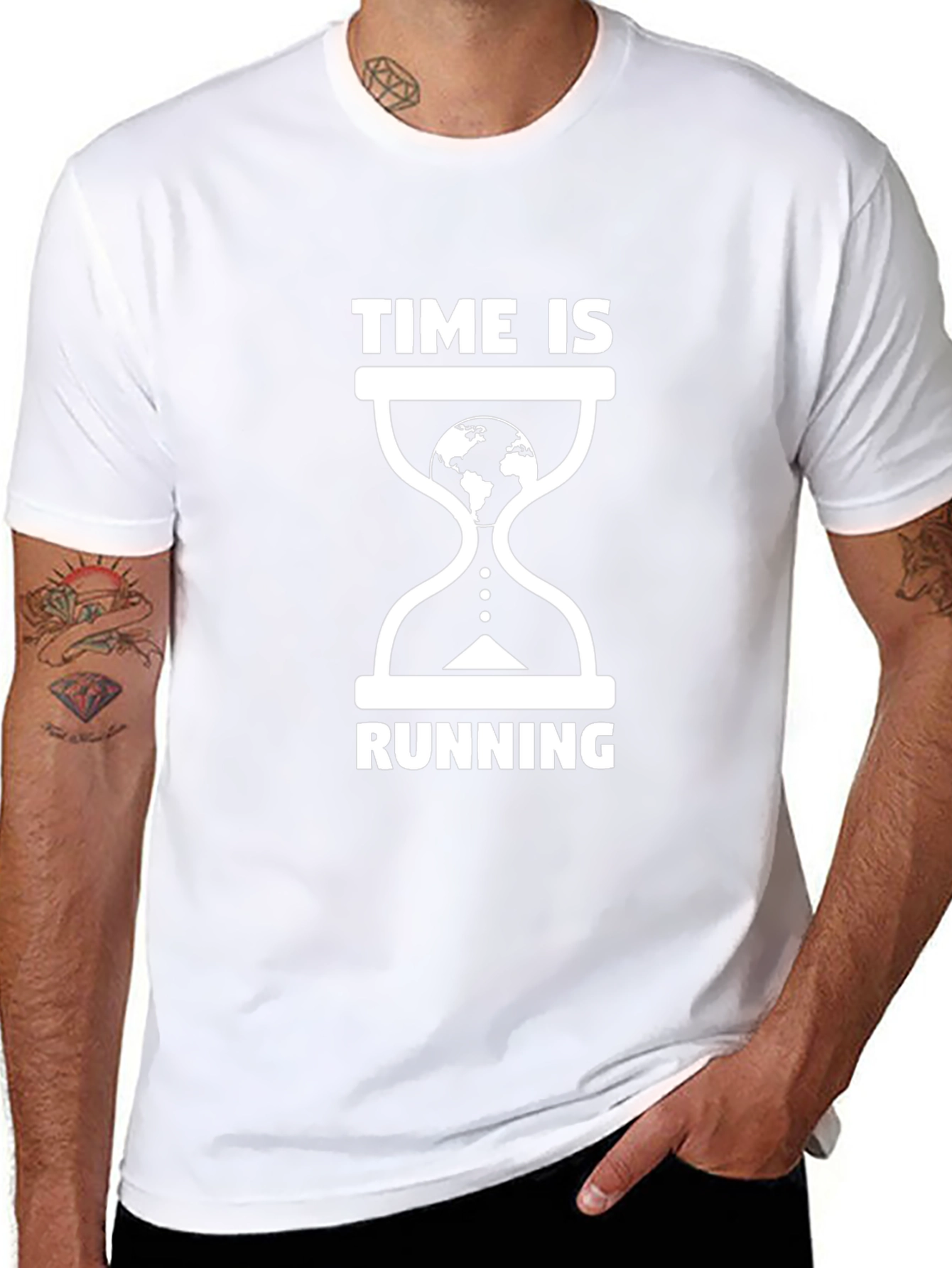 Time is Running T-Shirt Earth Hourglass
