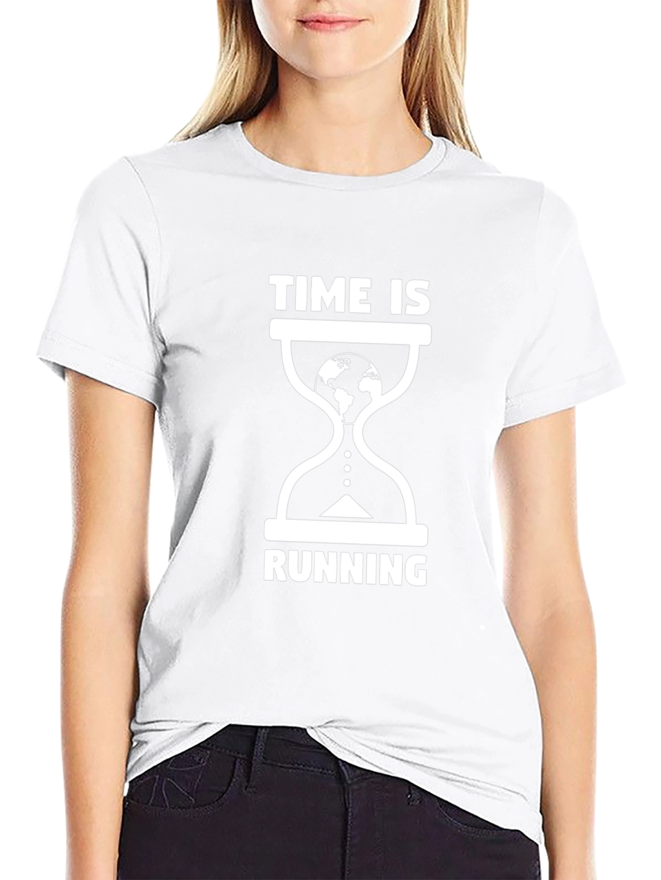 Time is Running T-Shirt Earth Hourglass