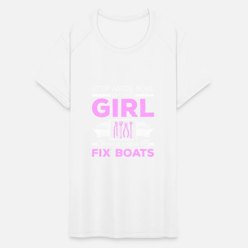 Woman Girl fix boats