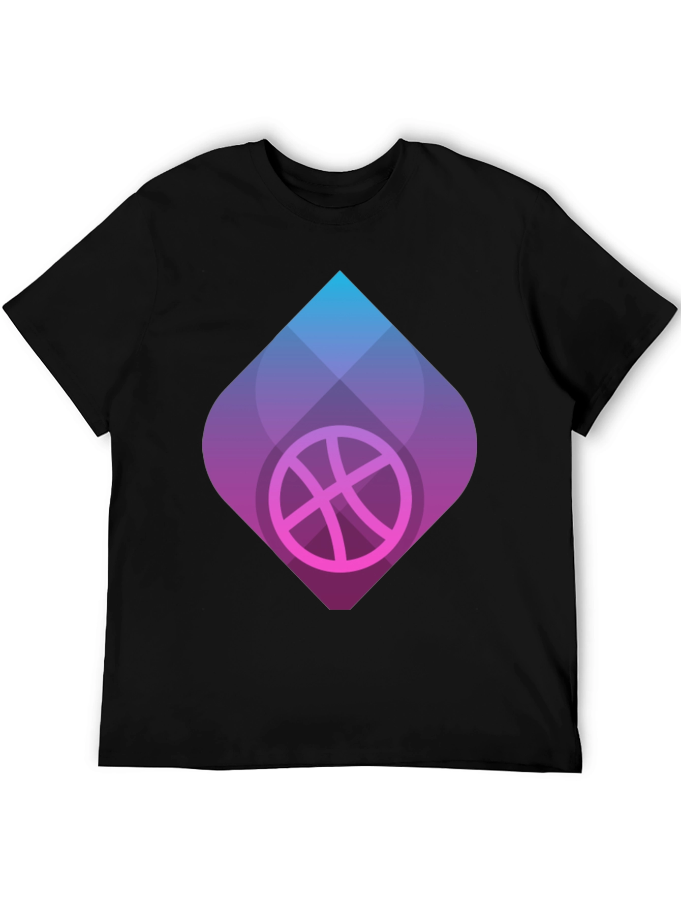 Mens Black Graphic Tee - Basketball Design