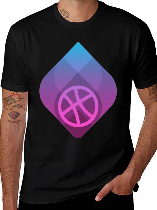 Mens Black Graphic Tee - Basketball Design