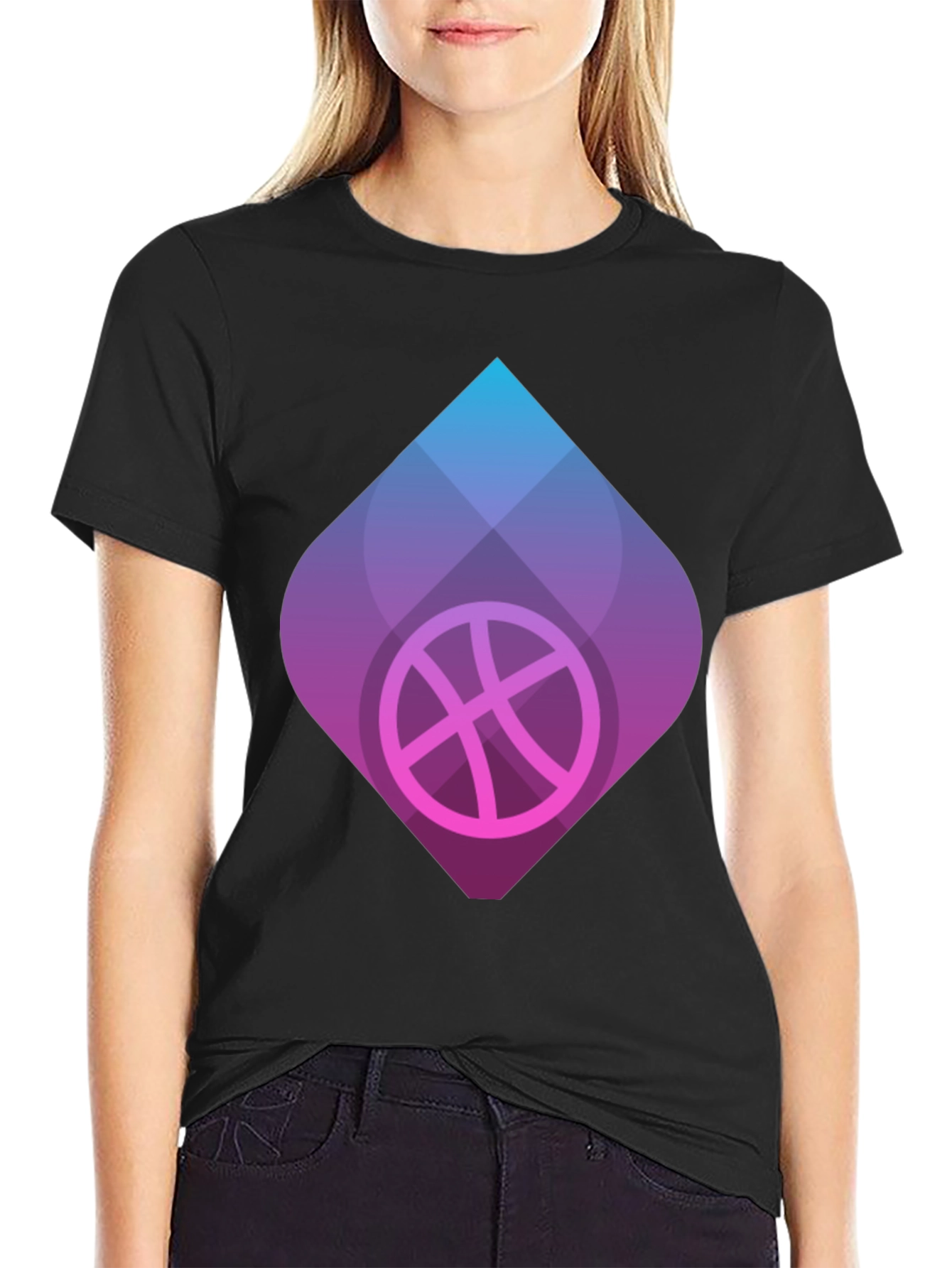 Mens Black Graphic Tee - Basketball Design