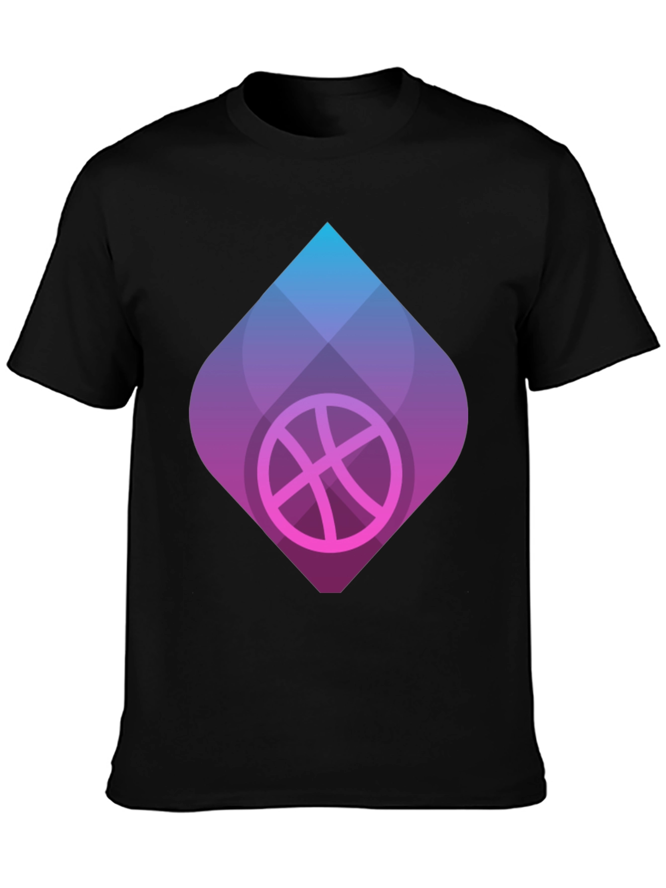Mens Black Graphic Tee - Basketball Design