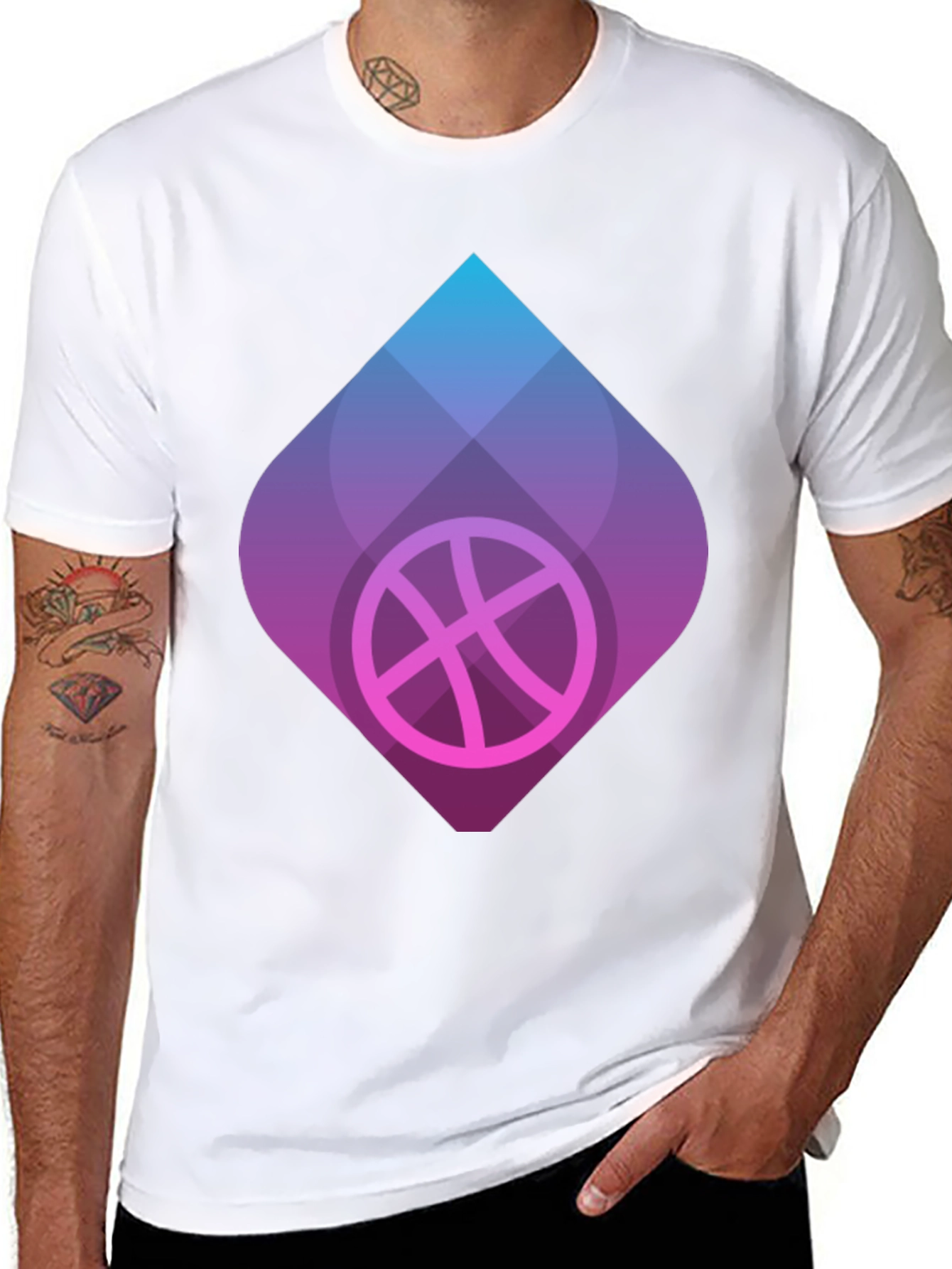 Mens Black Graphic Tee - Basketball Design