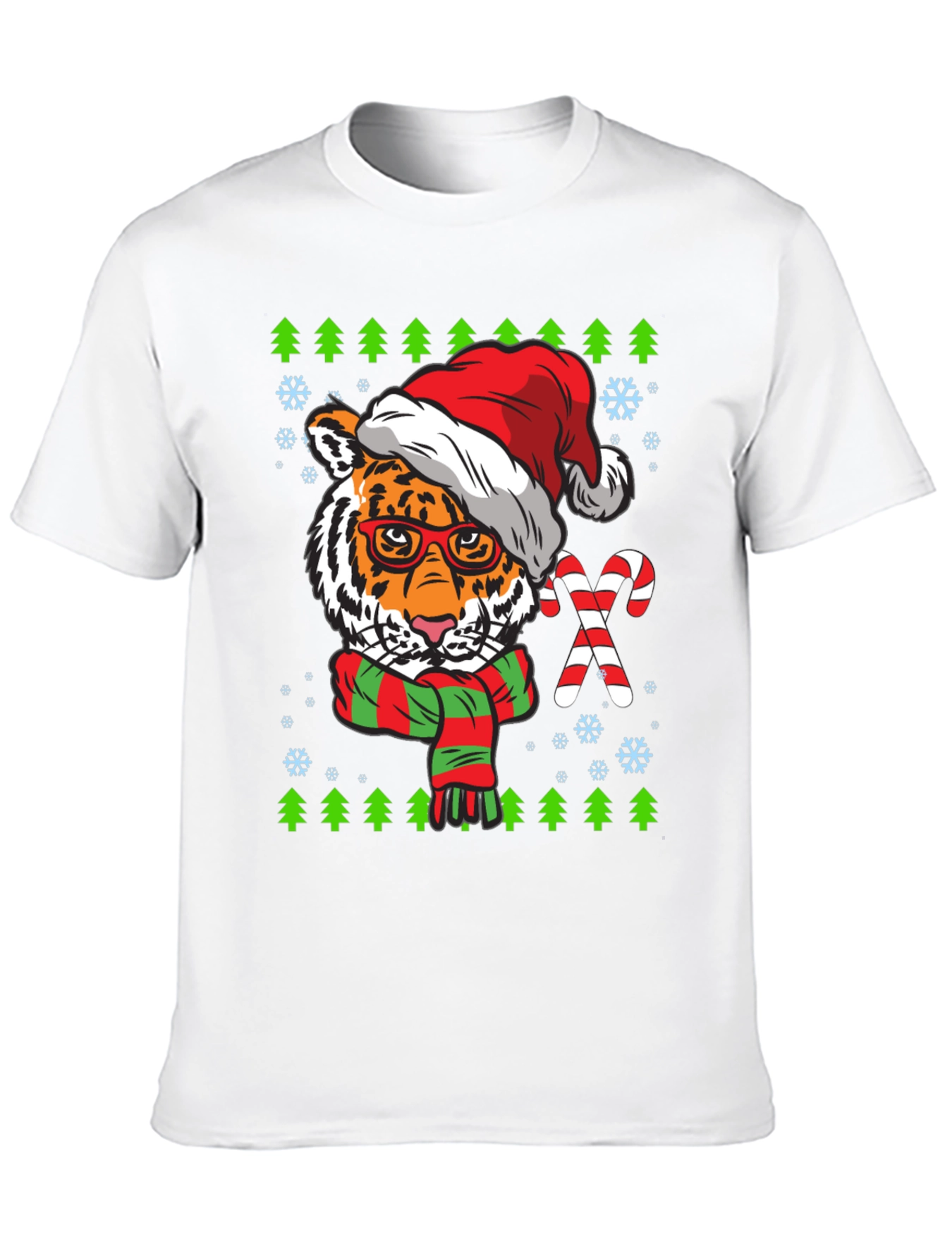 Tiger Christmas T-Shirt with Santa Hat