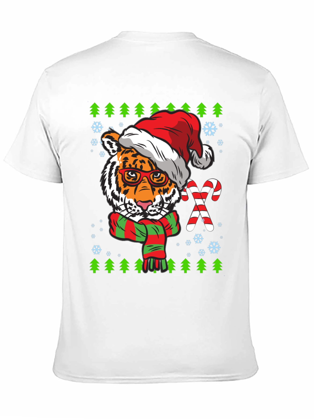 Tiger Christmas T-Shirt with Santa Hat