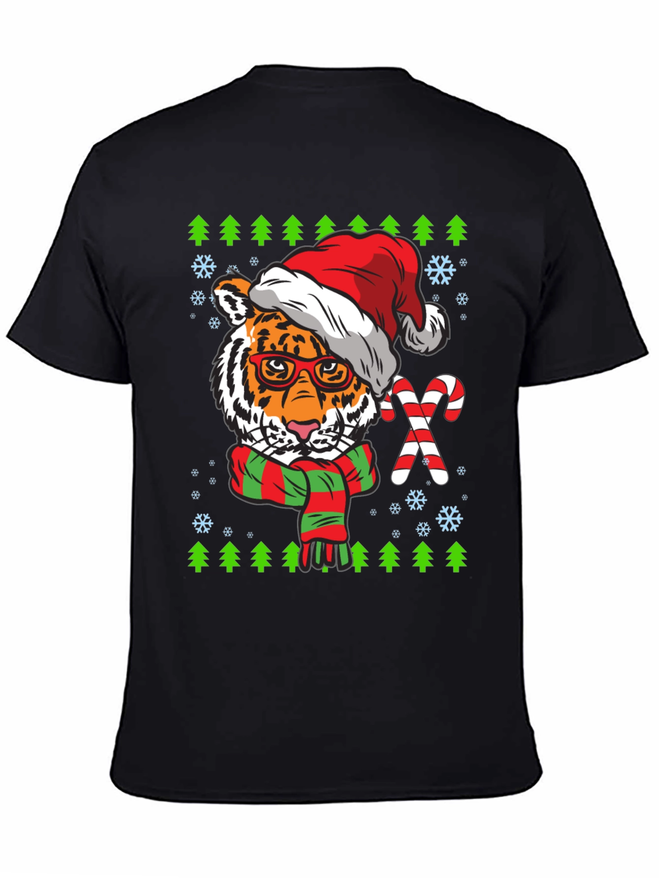 Tiger Christmas T-Shirt with Santa Hat