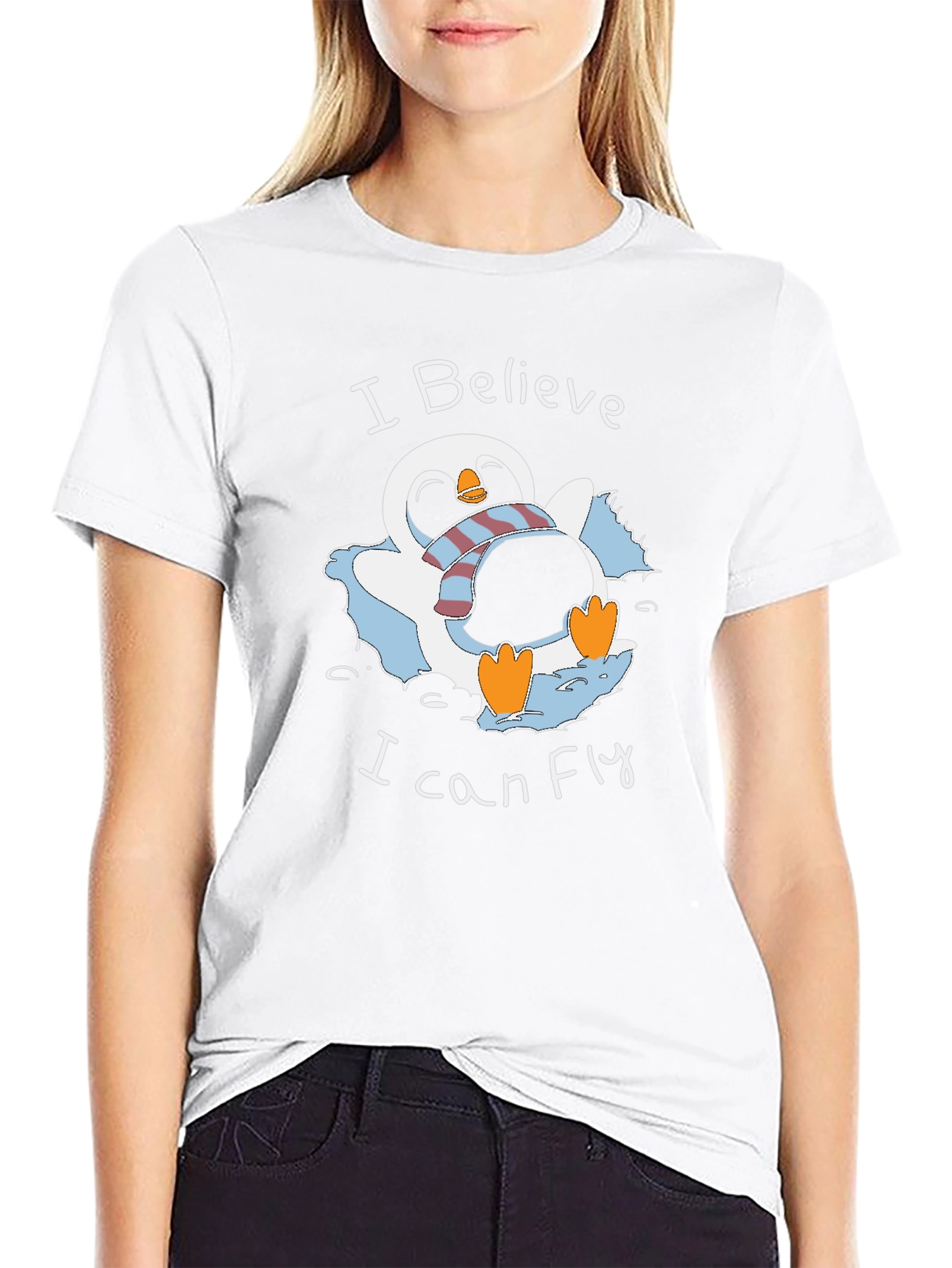 I Believe I Can Fly Penguin Graphic T-Shirt