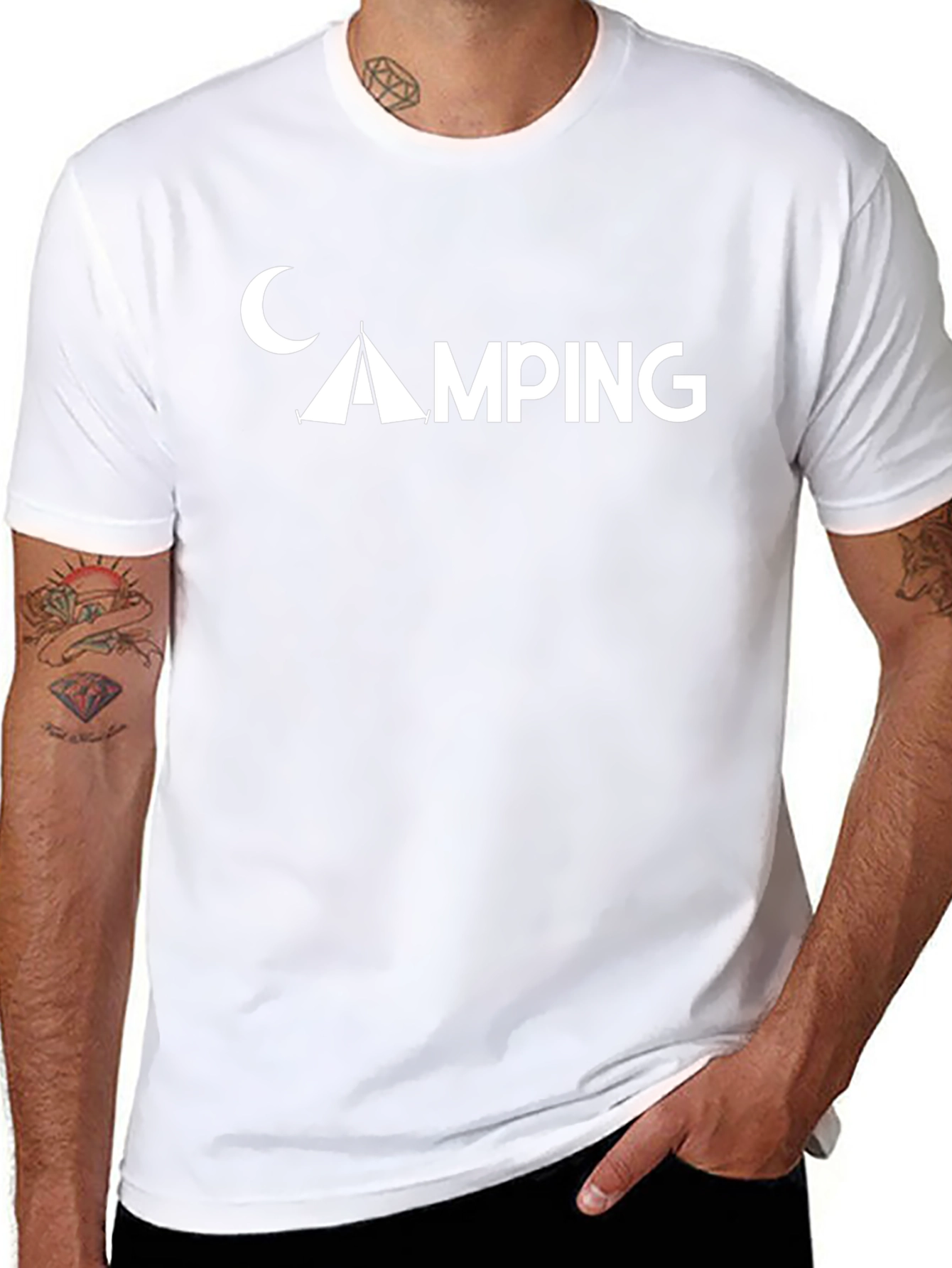 Camping Graphic T-Shirt - Moon & Tent Design