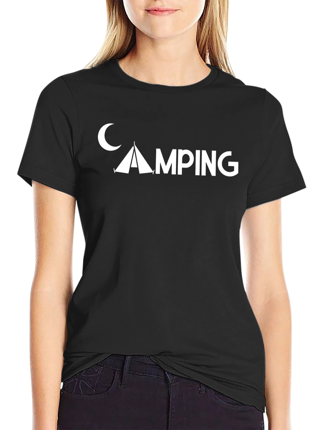 Camping Graphic T-Shirt - Moon & Tent Design