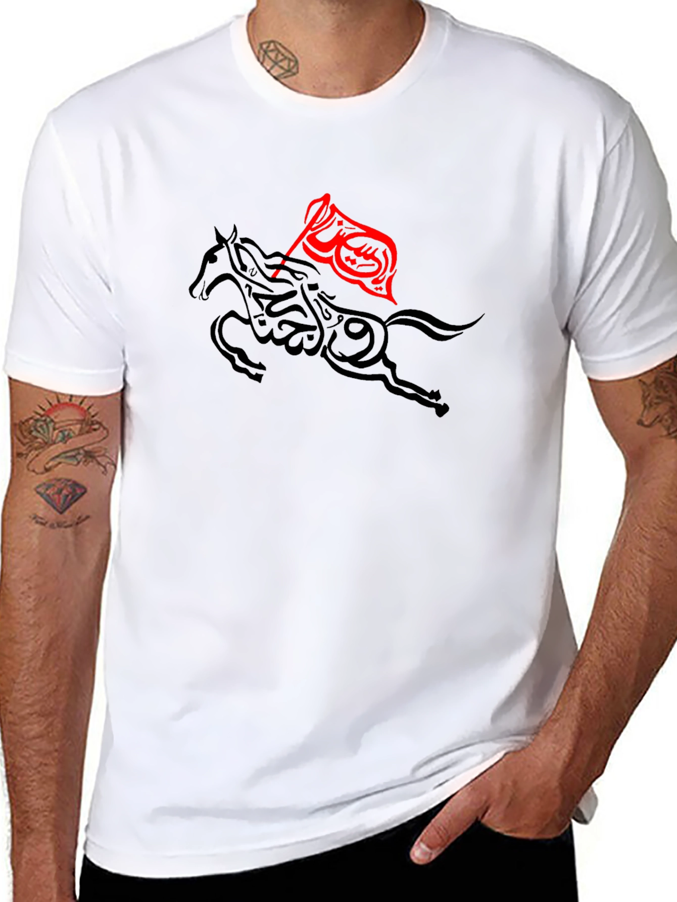 Black T-Shirt with Horse Graphic