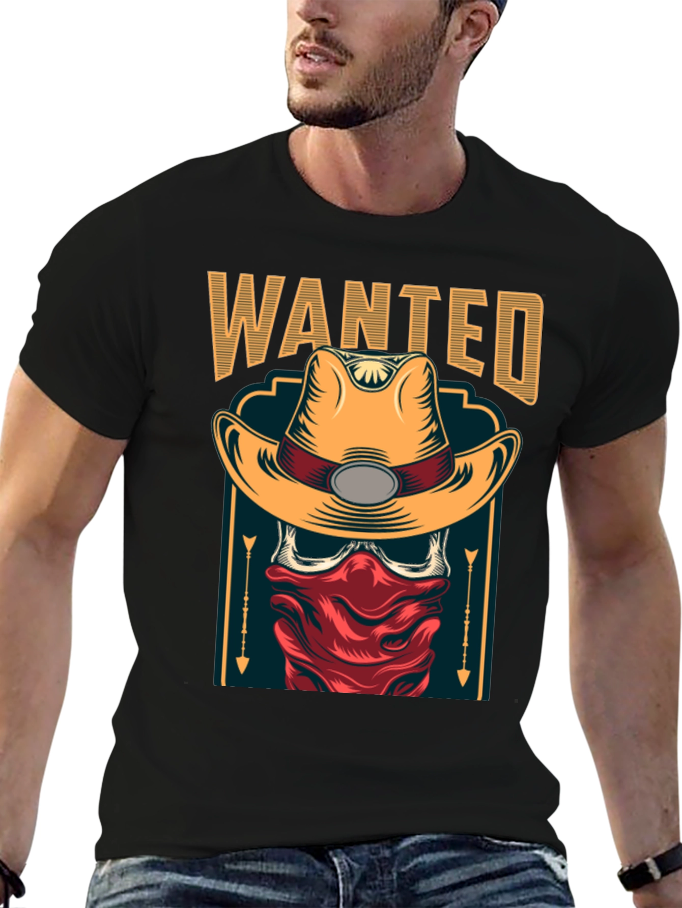 Wanted Cowboy Skull T-Shirt