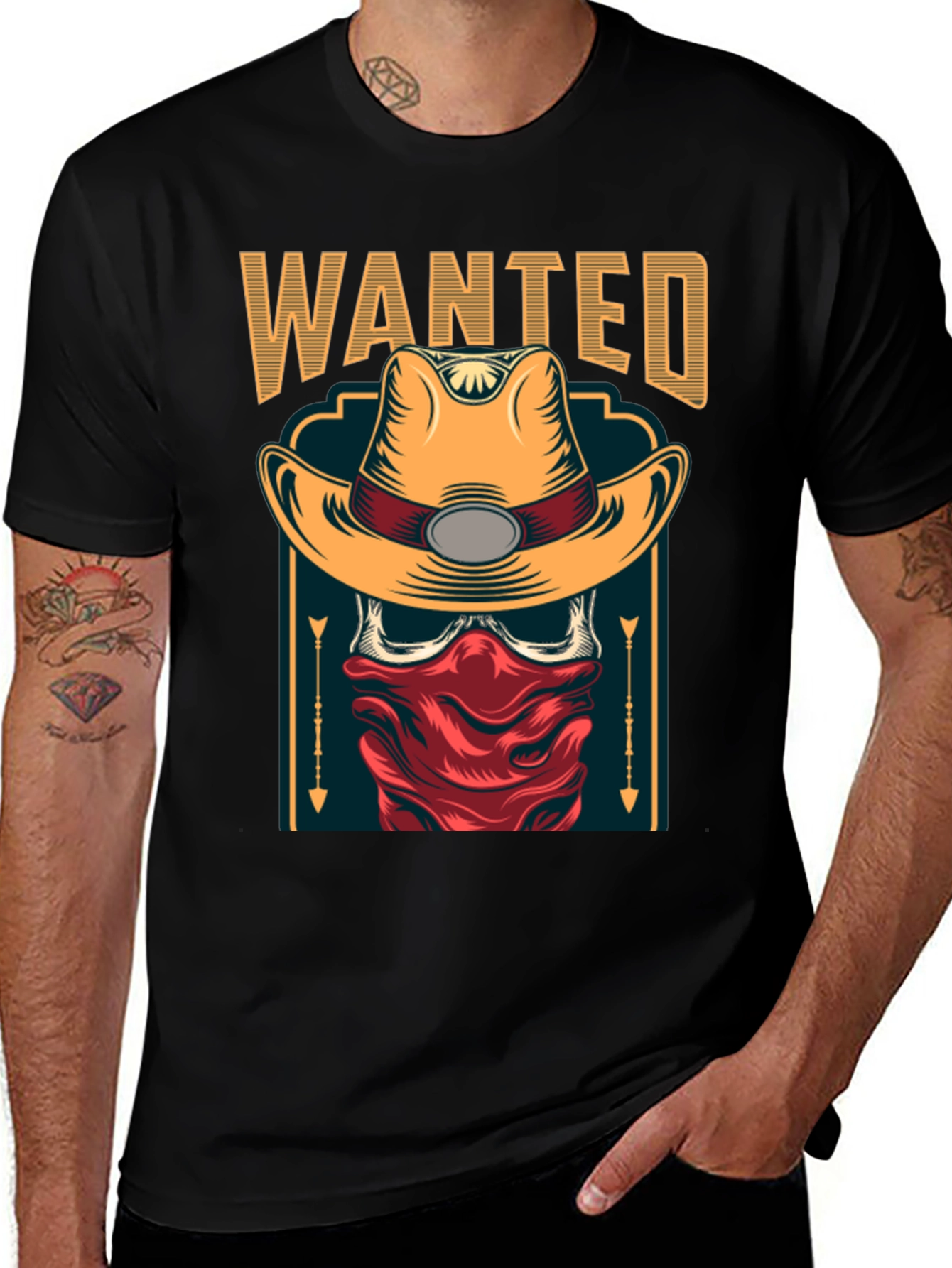 Wanted Cowboy Skull T-Shirt