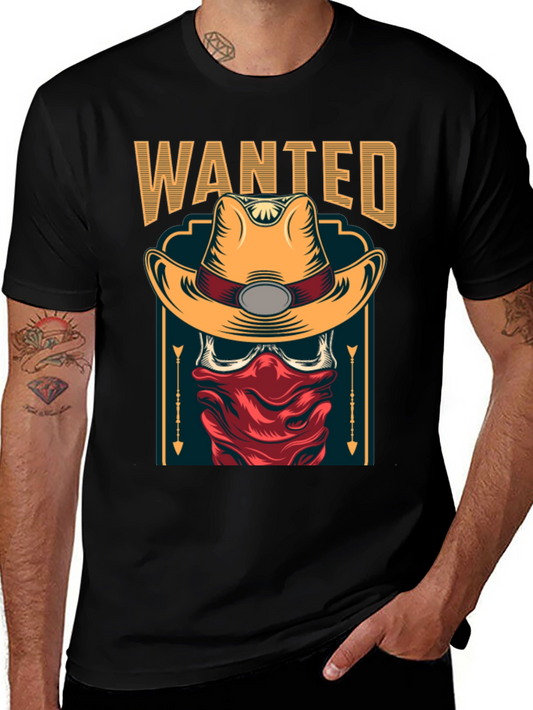 Wanted Cowboy Skull T-Shirt