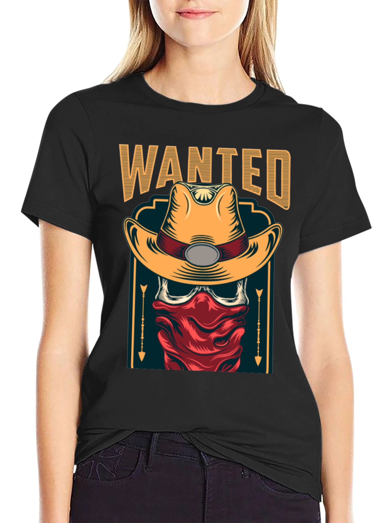 Wanted Cowboy Skull T-Shirt