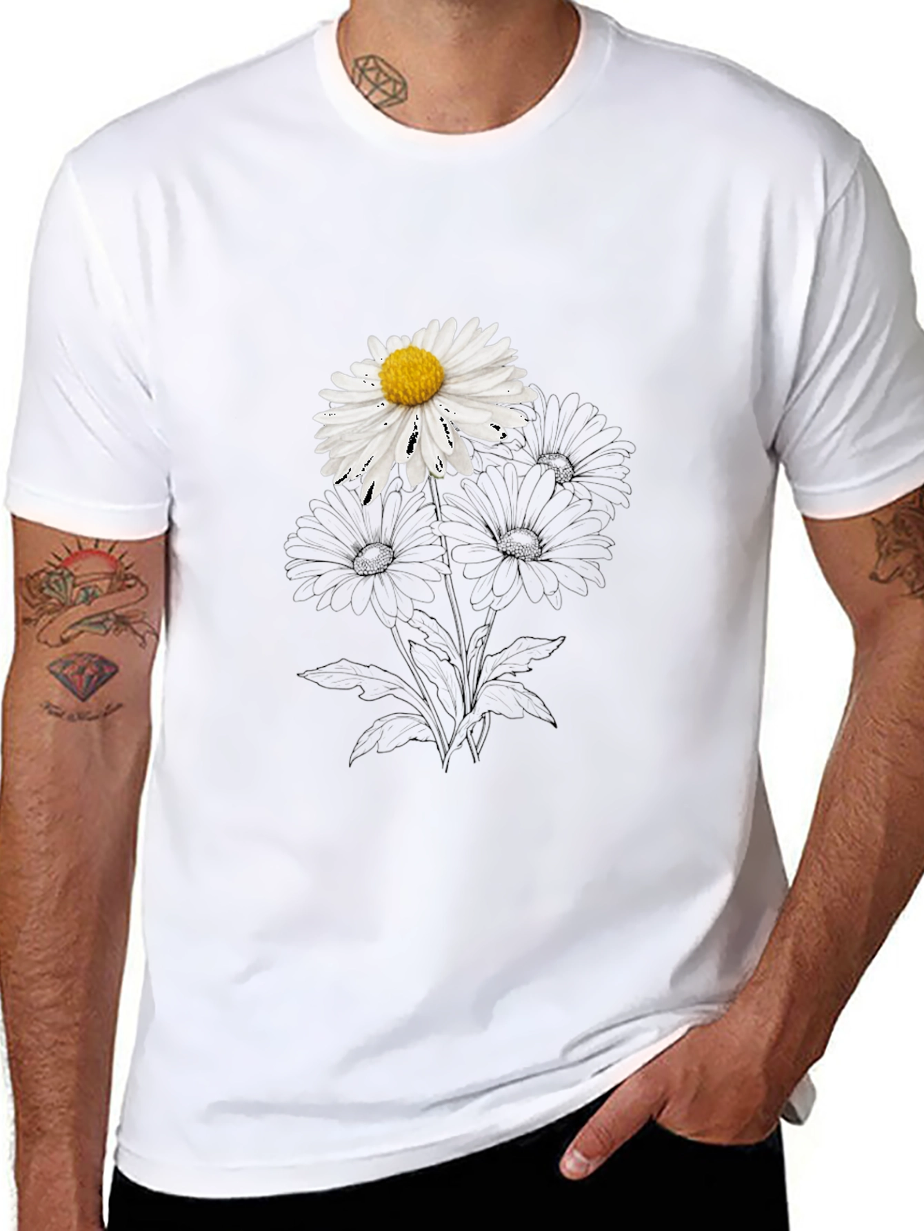 Daisy Graphic Black T-Shirt - Stylish Casual Wear