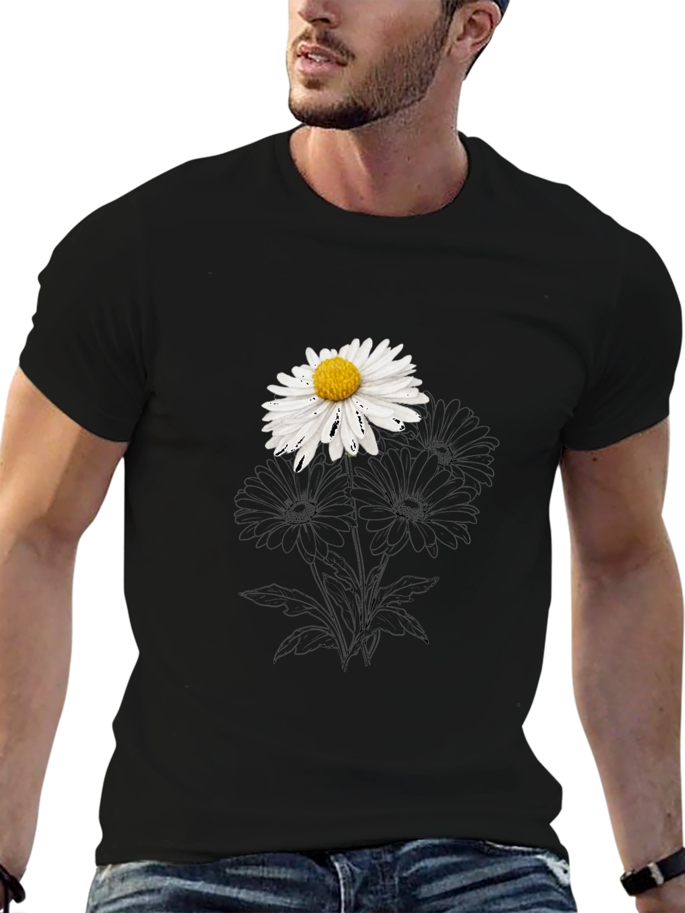 Daisy Graphic Black T-Shirt - Stylish Casual Wear