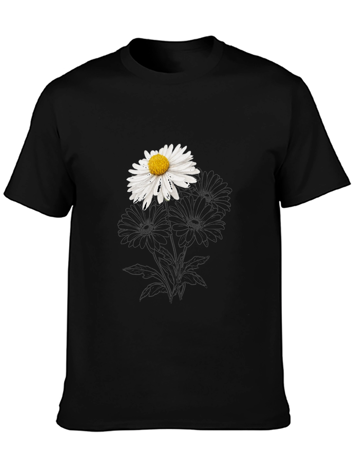Daisy Graphic Black T-Shirt - Stylish Casual Wear