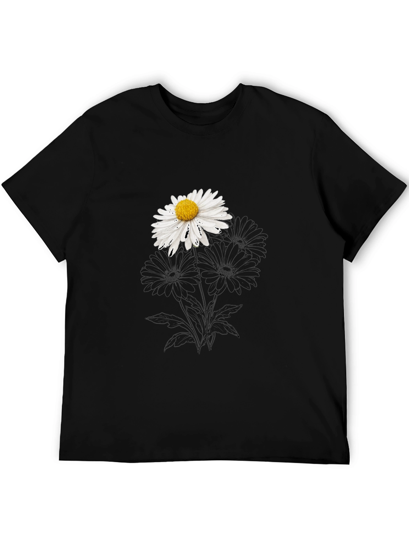 Daisy Graphic Black T-Shirt - Stylish Casual Wear