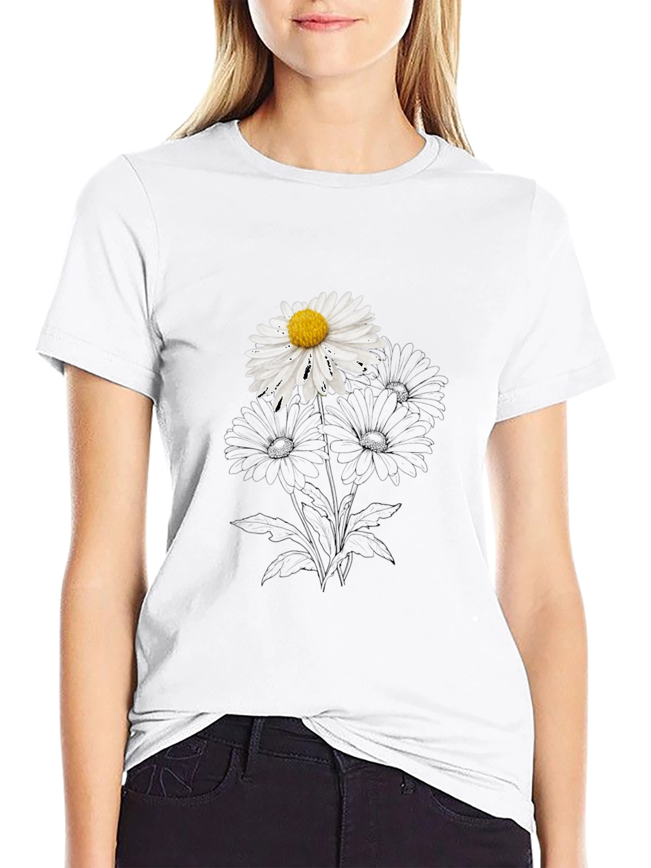 Daisy Graphic Black T-Shirt - Stylish Casual Wear