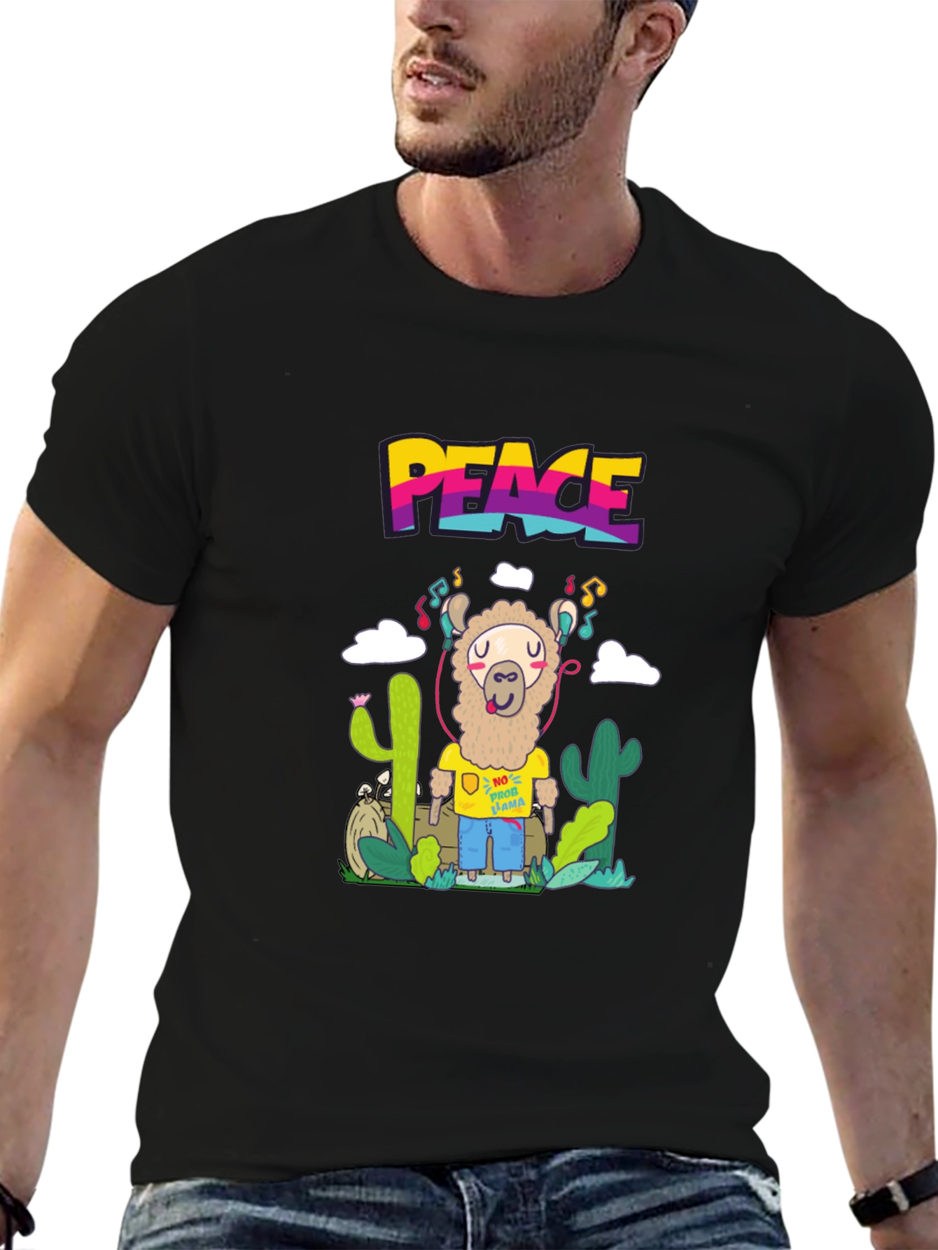 Peace Llama T-Shirt Graphic Tee