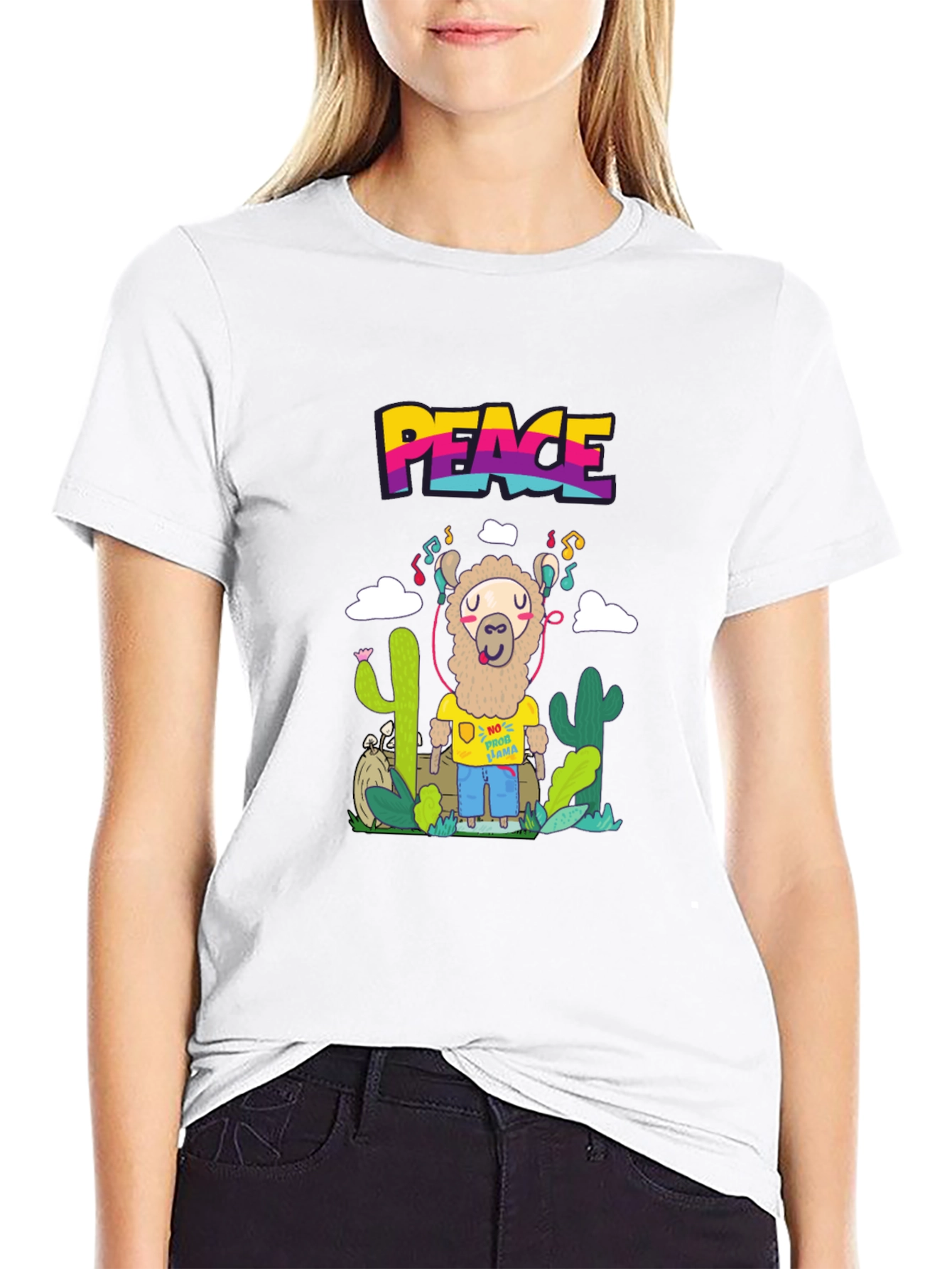 Peace Llama T-Shirt Graphic Tee