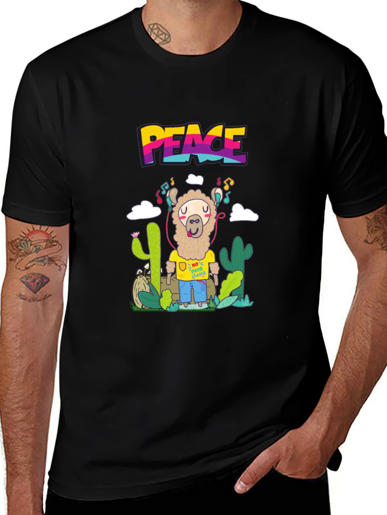 Peace Llama T-Shirt Graphic Tee