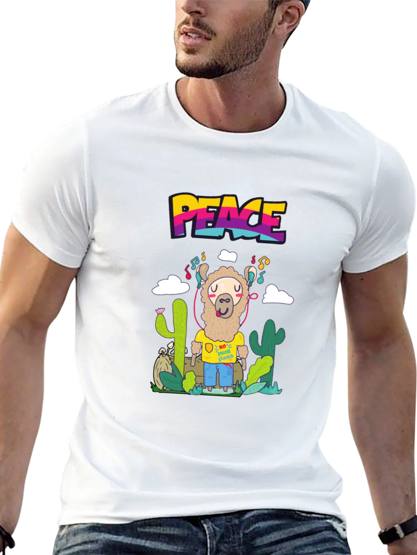 Peace Llama T-Shirt Graphic Tee