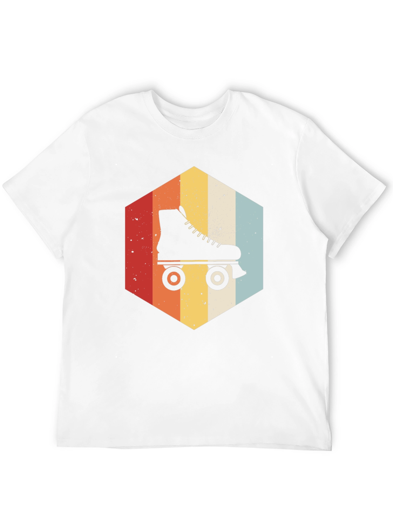 Retro Roller Skate Hexagon Graphic T-Shirt