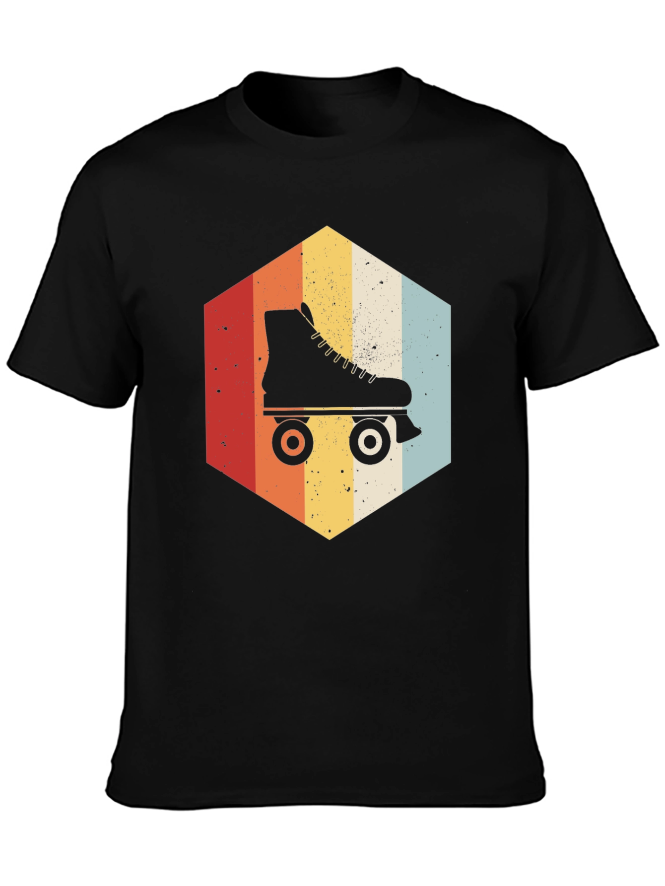 Retro Roller Skate Hexagon Graphic T-Shirt