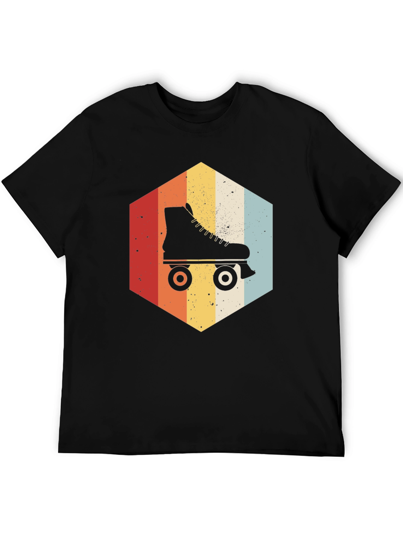 Retro Roller Skate Hexagon Graphic T-Shirt