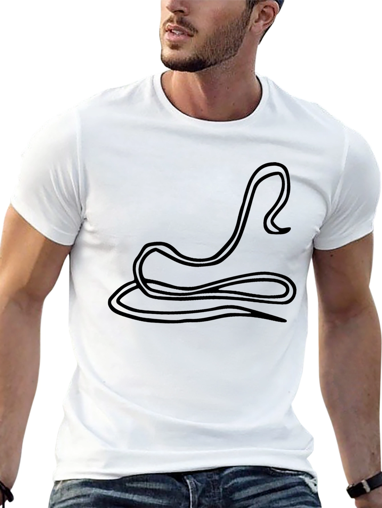 Minimalist Line Art Black T-Shirt