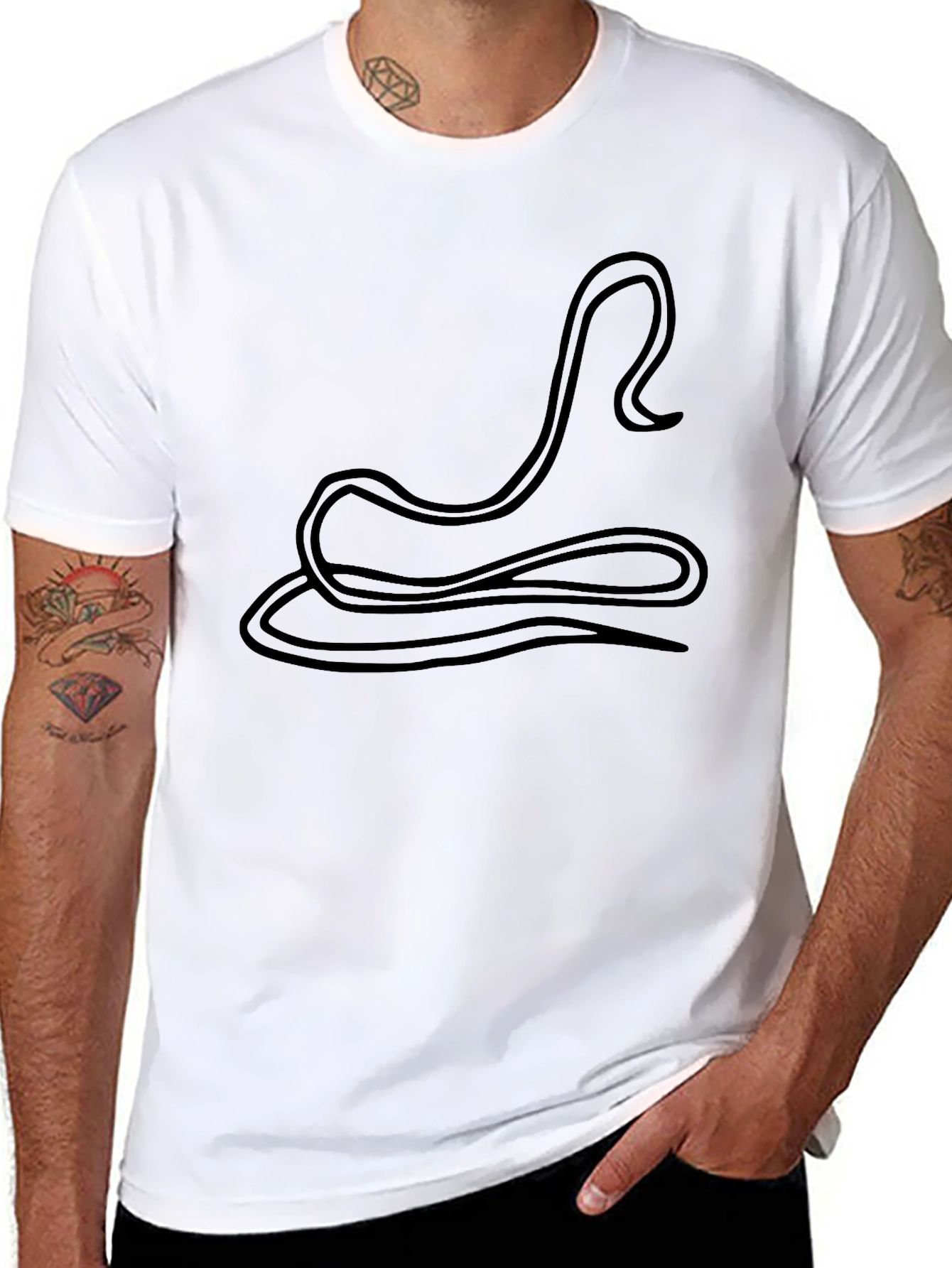 Minimalist Line Art Black T-Shirt