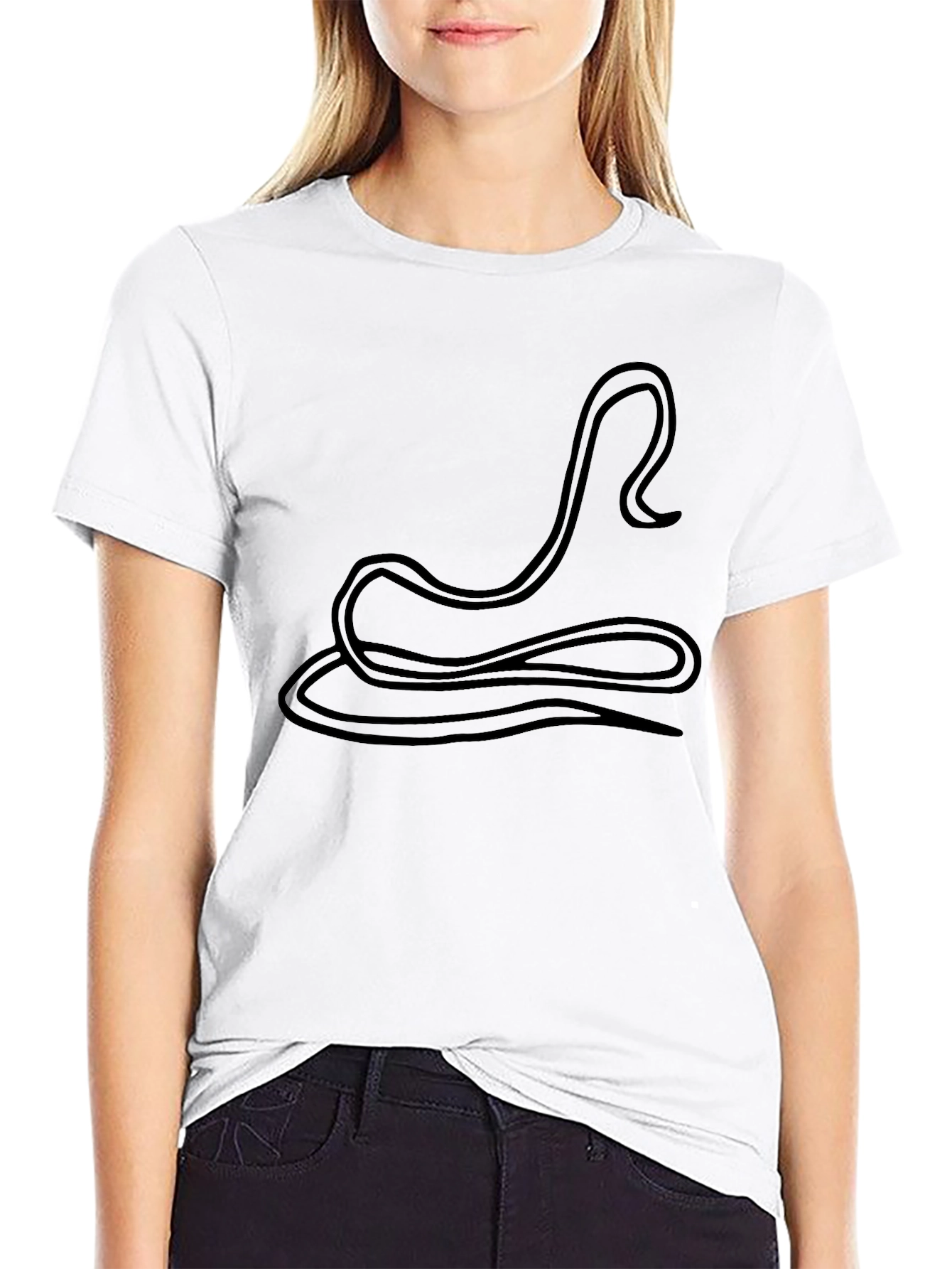Minimalist Line Art Black T-Shirt