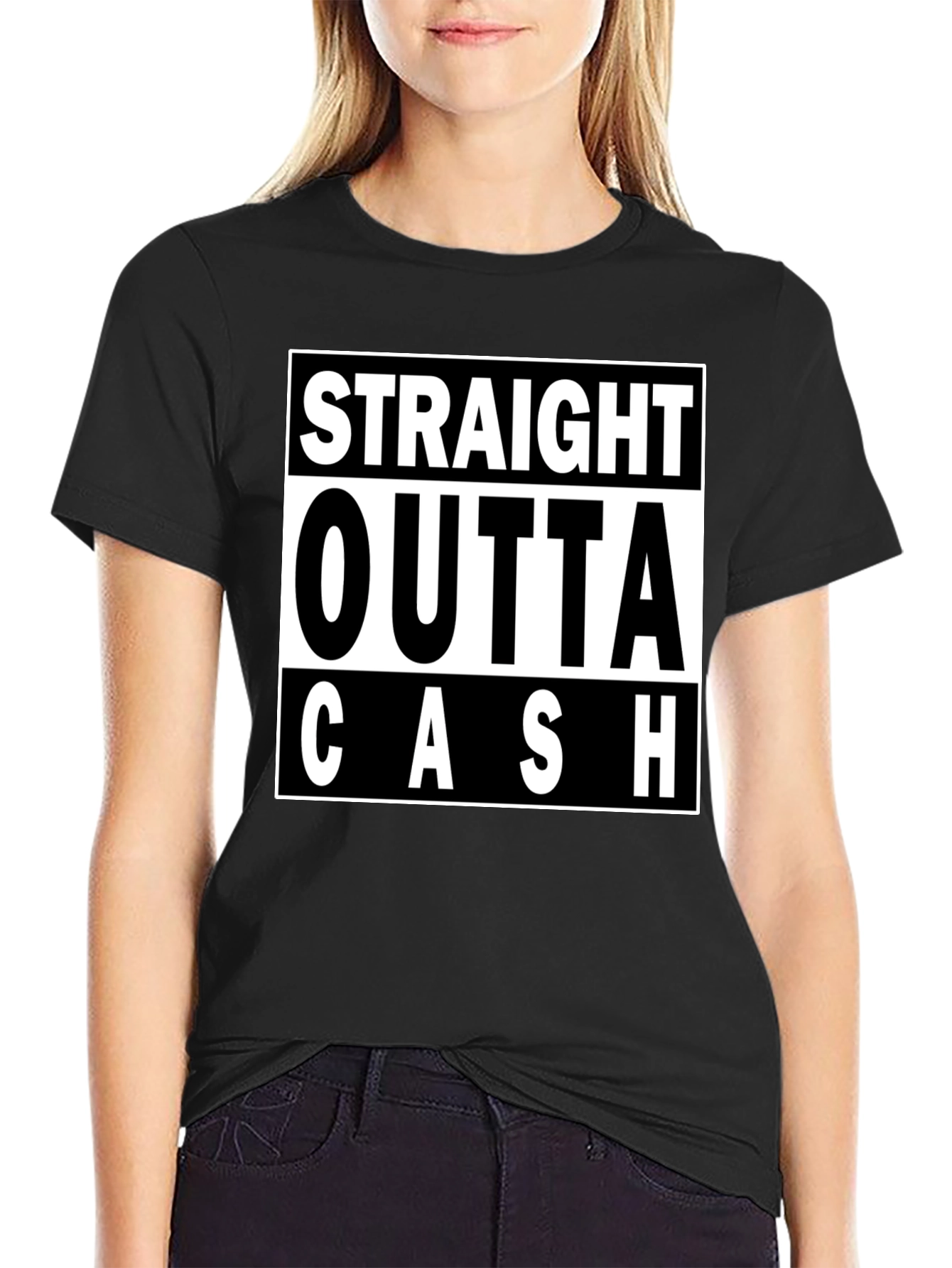 Straight Outta Cash Black Graphic Tee