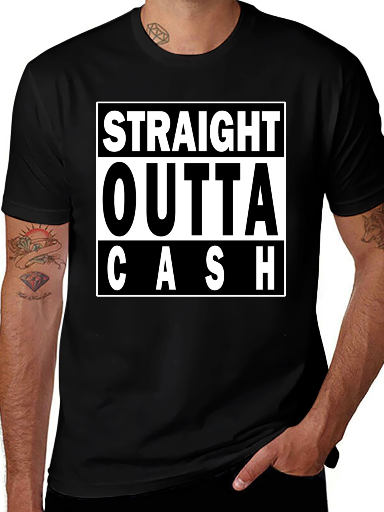 Straight Outta Cash Black Graphic Tee