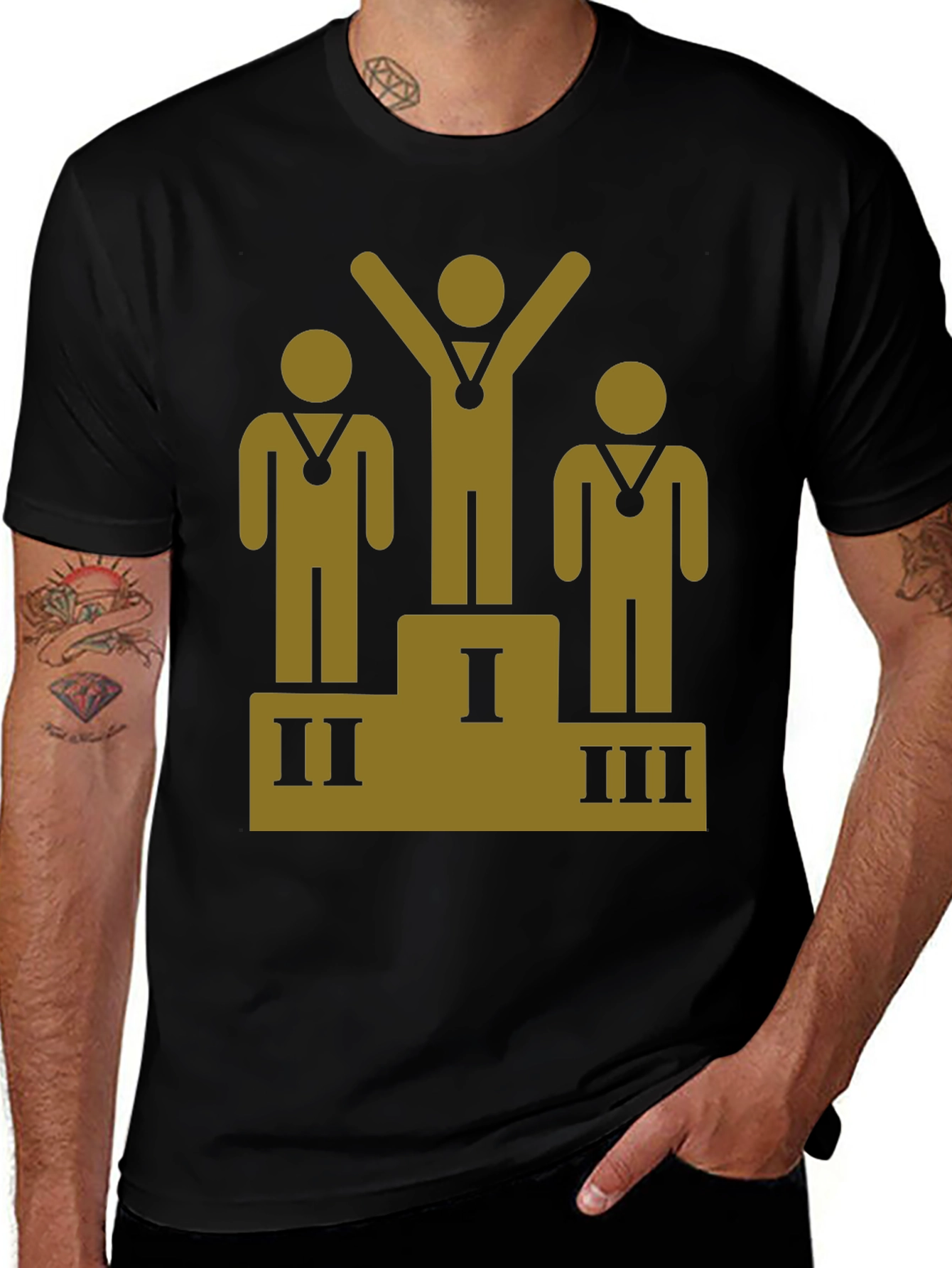 Podium Winner Graphic Tee - Black Cotton T-Shirt