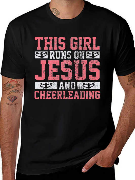 This Girl Runs on Jesus & Cheerleading T-Shirt