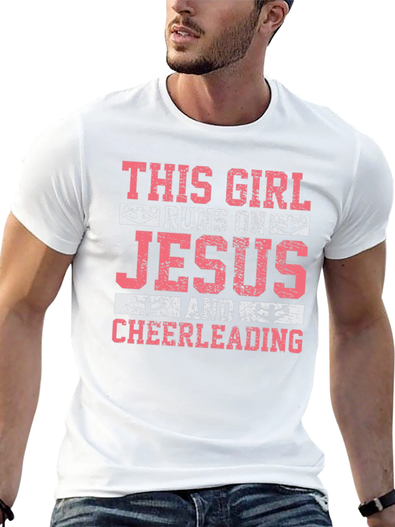 This Girl Runs on Jesus & Cheerleading T-Shirt